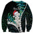 New Zealand Personalised Sweatshirt Meri Kirihimete Kowhaiwhai Mix Paua Shell - Emerald