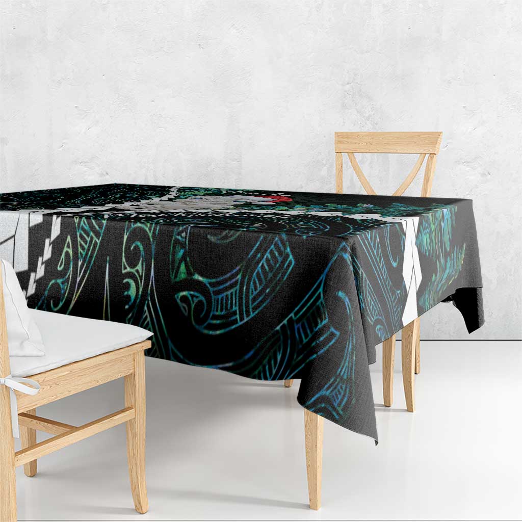 New Zealand Personalised Tablecloth Meri Kirihimete Kowhaiwhai Mix Paua Shell - Emerald
