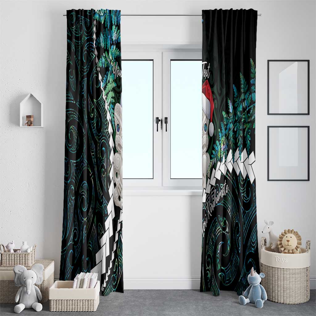 New Zealand Personalised Window Curtain Meri Kirihimete Kowhaiwhai Mix Paua Shell - Emerald