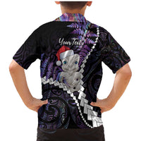 New Zealand Personalised Family Matching Mermaid Dress and Hawaiian Shirt Meri Kirihimete Kowhaiwhai Mix Paua Shell - Amethys LT7 - Polynesian Pride