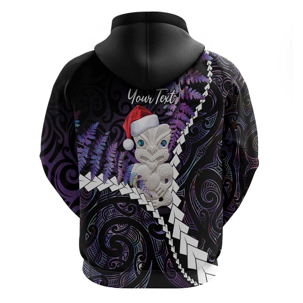 New Zealand Personalised Hoodie Meri Kirihimete Kowhaiwhai Mix Paua Shell - Amethys