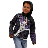 New Zealand Personalised Kid Hoodie Meri Kirihimete Kowhaiwhai Mix Paua Shell - Amethys