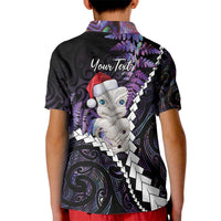 New Zealand Personalised Kid Polo Shirt Meri Kirihimete Kowhaiwhai Mix Paua Shell - Amethys