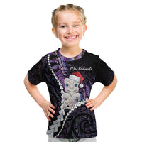 New Zealand Personalised Kid T Shirt Meri Kirihimete Kowhaiwhai Mix Paua Shell - Amethys