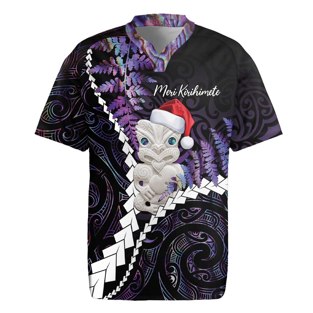 New Zealand Personalised Rugby Jersey Meri Kirihimete Kowhaiwhai Mix Paua Shell - Amethys