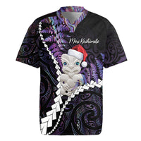 New Zealand Personalised Rugby Jersey Meri Kirihimete Kowhaiwhai Mix Paua Shell - Amethys