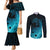 Polynesian Shark Couples Matching Mermaid Dress and Long Sleeve Button Shirt Under The Waves LT7 Dark Blue - Polynesian Pride