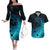 Polynesian Shark Couples Matching Off The Shoulder Long Sleeve Dress and Hawaiian Shirt Under The Waves LT7 Dark Blue - Polynesian Pride