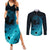 Polynesian Shark Couples Matching Summer Maxi Dress and Long Sleeve Button Shirt Under The Waves LT7 Dark Blue - Polynesian Pride