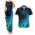 Polynesian Shark Couples Matching Tank Maxi Dress and Hawaiian Shirt Under The Waves LT7 Dark Blue - Polynesian Pride