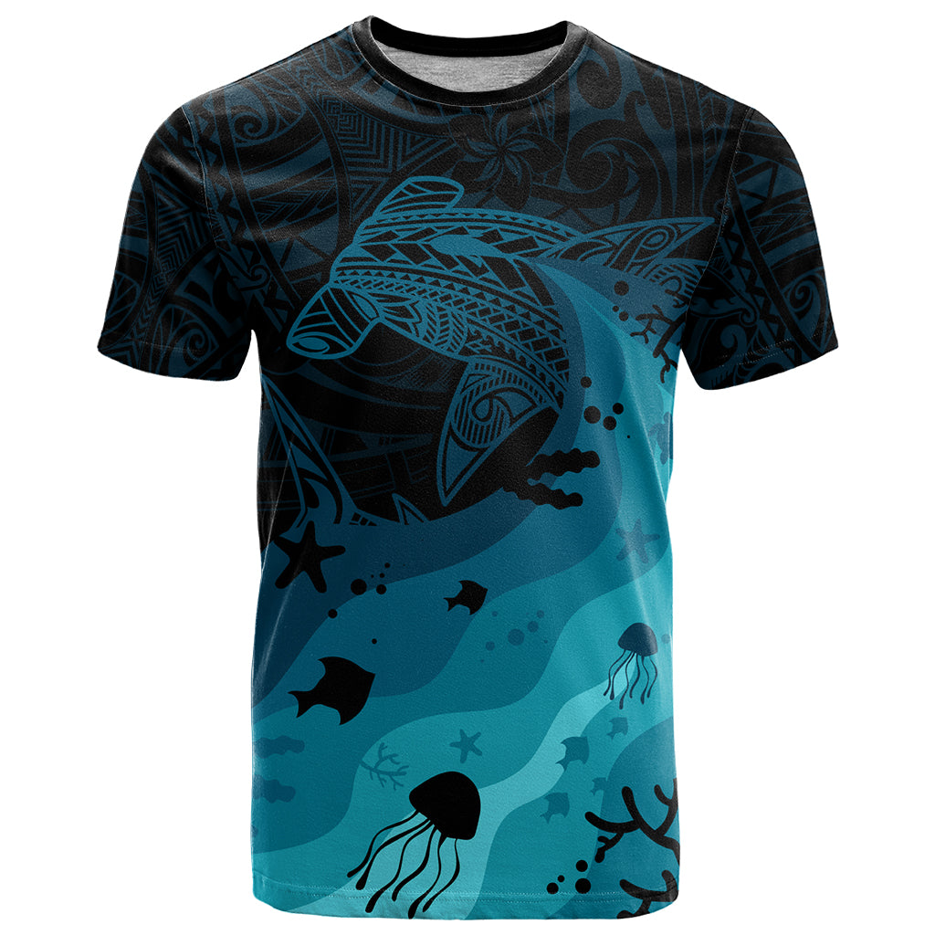 Polynesian Shark T Shirt Under The Waves LT7 Dark Blue - Polynesian Pride