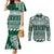 Hawaii Rainbow Warriors Christmas Couples Matching Mermaid Dress and Long Sleeve Button Shirt Kakau Motifs LT7 Green - Polynesian Pride