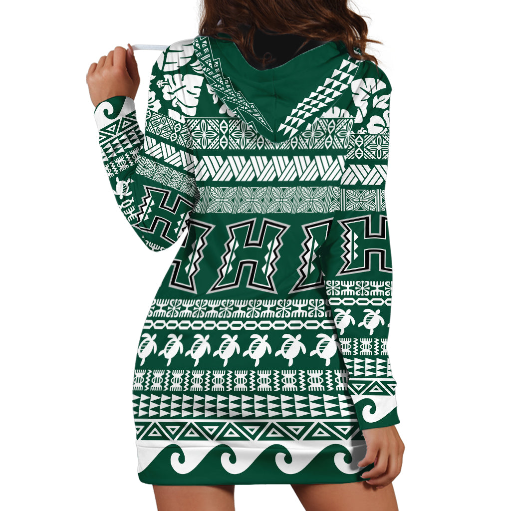 Hawaii Rainbow Warriors Christmas Hoodie Dress Kakau Motifs LT7 - Polynesian Pride