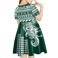 Hawaii Rainbow Warriors Christmas Kid Short Sleeve Dress Kakau Motifs LT7 - Polynesian Pride
