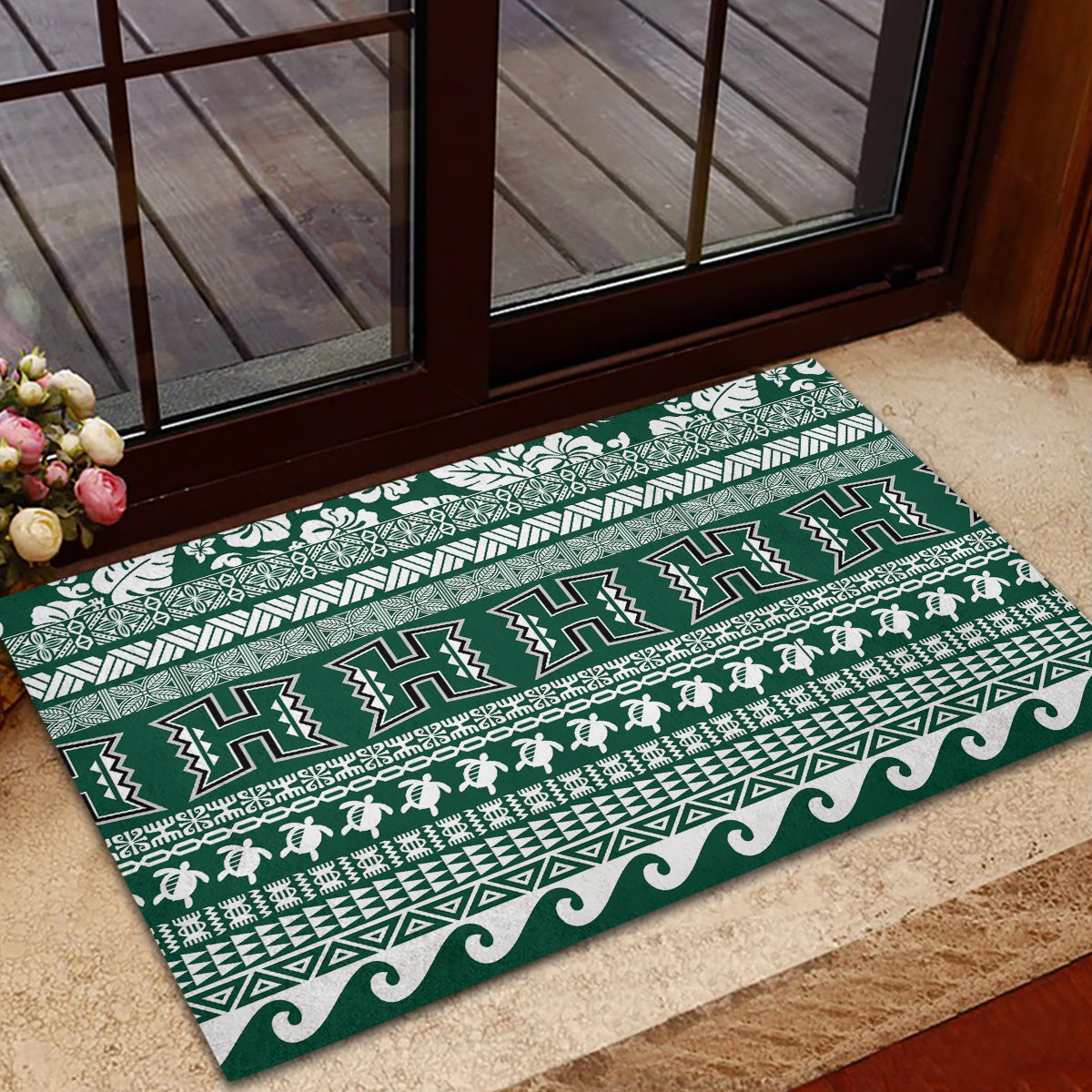 Hawaii Rainbow Warriors Christmas Rubber Doormat Kakau Motifs LT7 - Polynesian Pride
