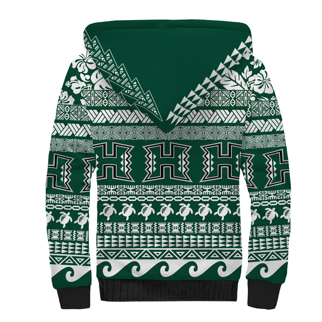 Hawaii Rainbow Warriors Christmas Sherpa Hoodie Kakau Motifs LT7 - Polynesian Pride