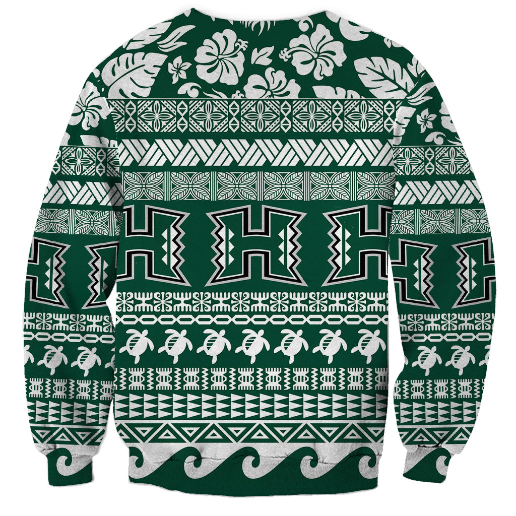 Hawaii Rainbow Warriors Christmas Sweatshirt Kakau Motifs LT7 - Polynesian Pride