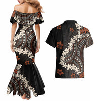Bula Fiji Women's Day Couples Matching Mermaid Dress and Hawaiian Shirt Classic Masi Tapa