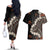 Bula Fiji Women's Day Couples Matching Off The Shoulder Long Sleeve Dress and Hawaiian Shirt Classic Masi Tapa