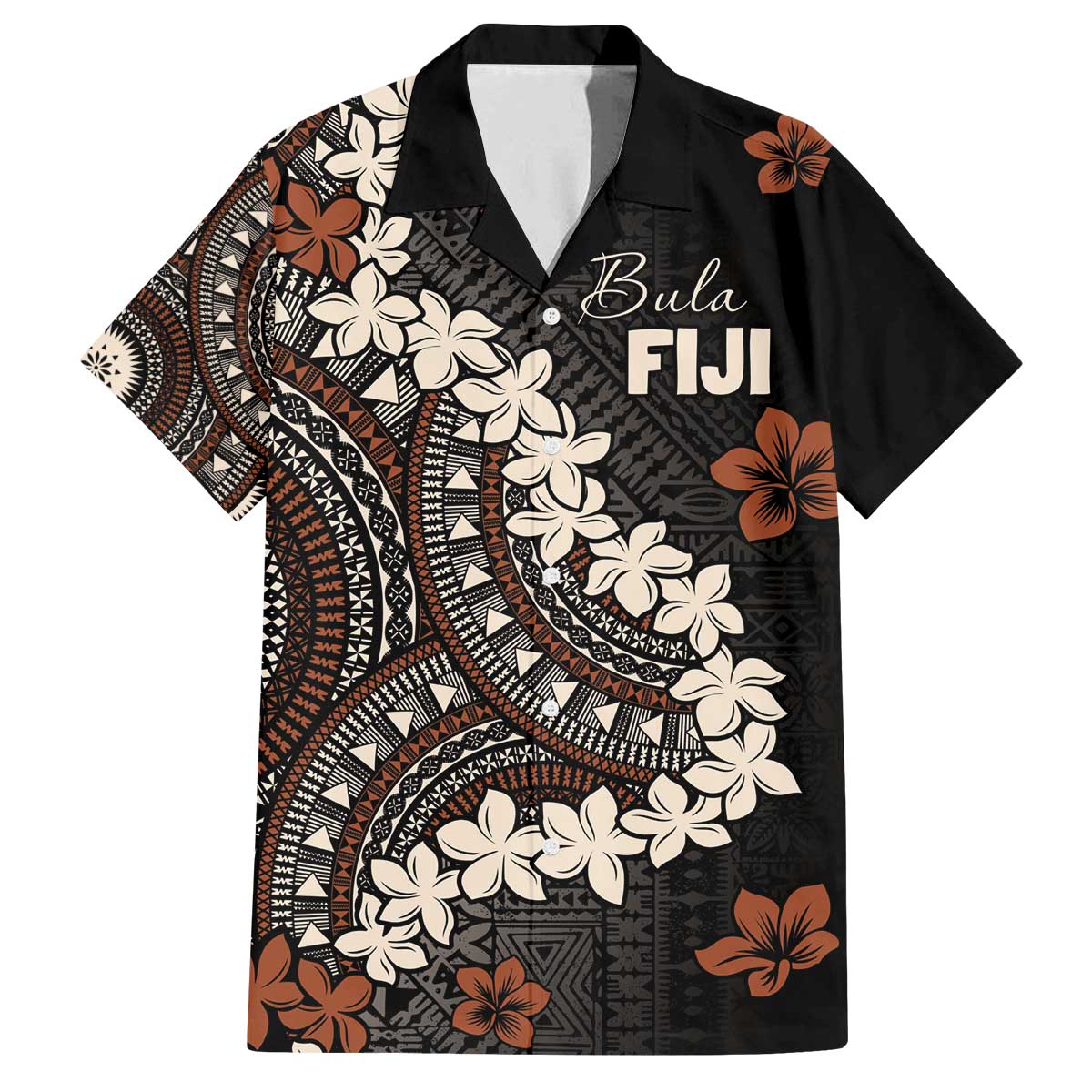 Bula Fiji Women's Day Family Matching Off The Shoulder Long Sleeve Dress and Hawaiian Shirt Classic Masi Tapa