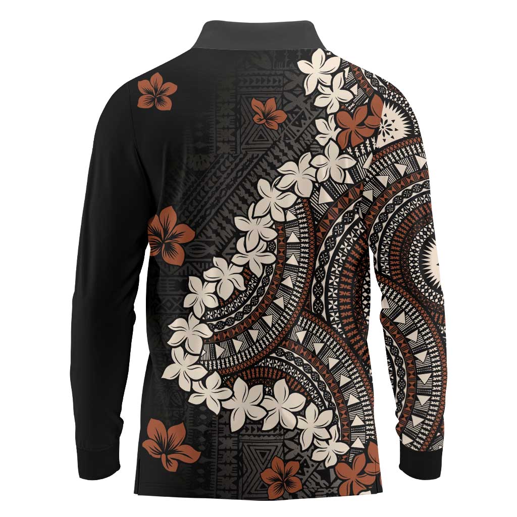 Bula Fiji Women's Day Long Sleeve Polo Shirt Classic Masi Tapa