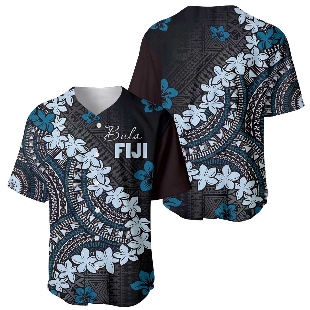 Bula Fiji Women's Day Baseball Jersey Indigo Masi Tapa