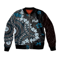 Bula Fiji Women's Day Bomber Jacket Indigo Masi Tapa