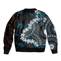 Bula Fiji Women's Day Bomber Jacket Indigo Masi Tapa