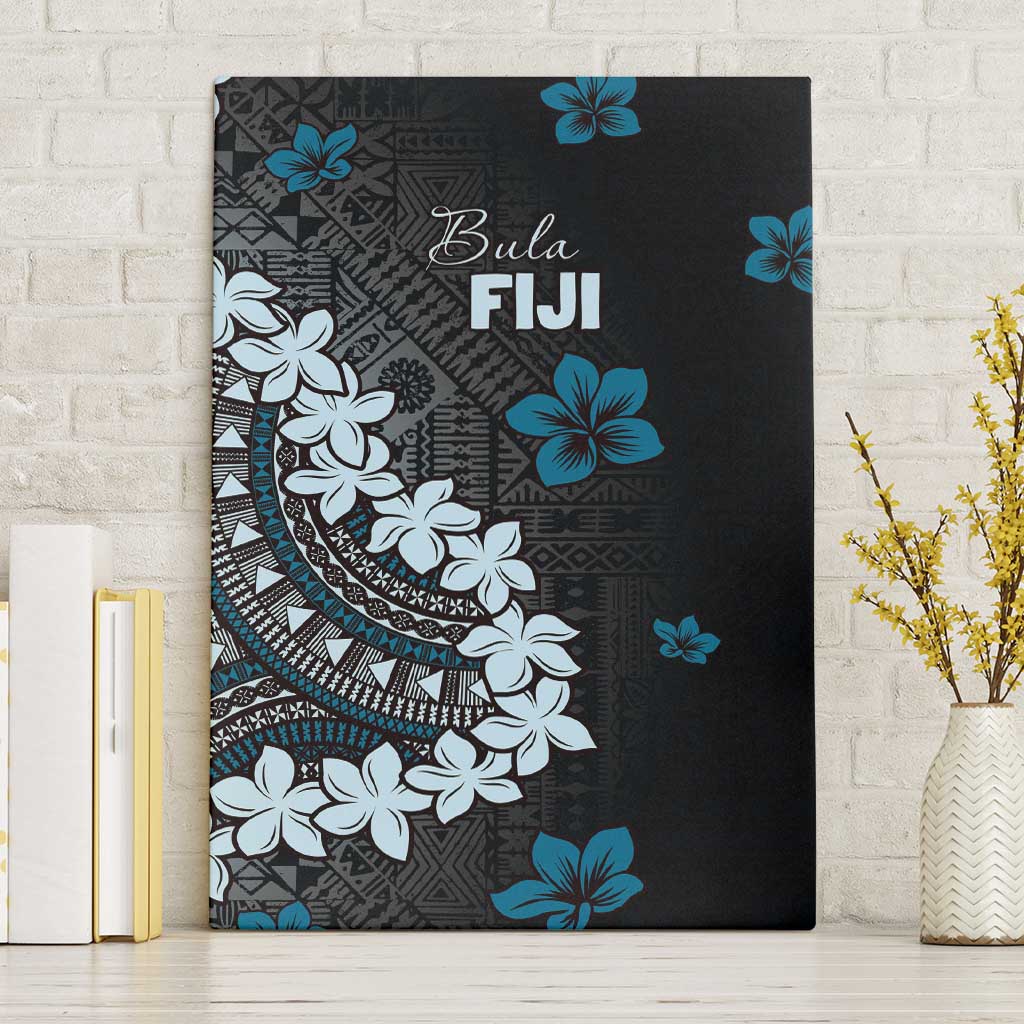 Bula Fiji Women's Day Canvas Wall Art Indigo Masi Tapa