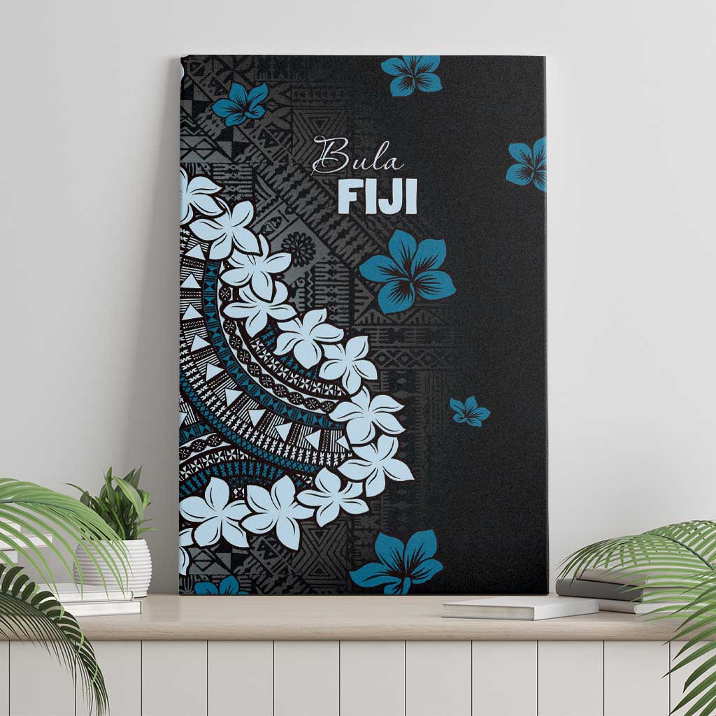 Bula Fiji Women's Day Canvas Wall Art Indigo Masi Tapa