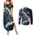 Bula Fiji Women's Day Couples Matching Summer Maxi Dress and Long Sleeve Button Shirt Indigo Masi Tapa