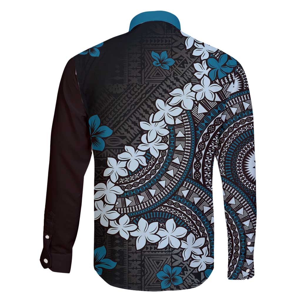 Bula Fiji Women's Day Family Matching Tank Maxi Dress and Hawaiian Shirt Indigo Masi Tapa