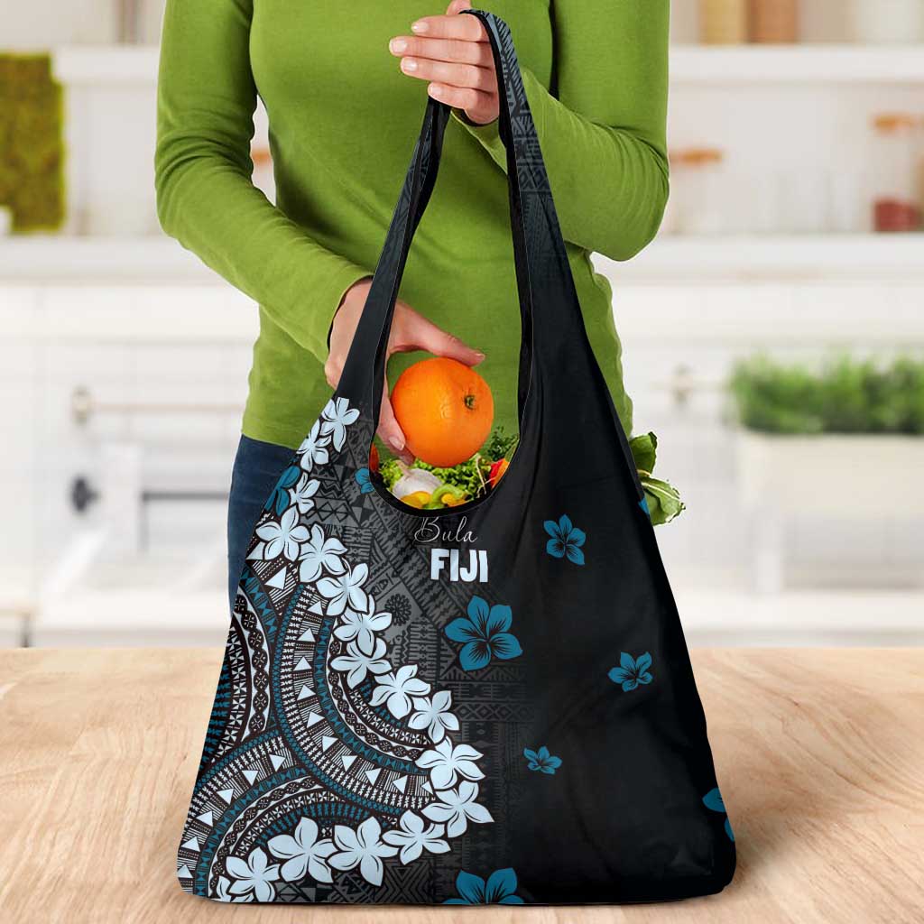 Bula Fiji Women's Day Grocery Bag Indigo Masi Tapa