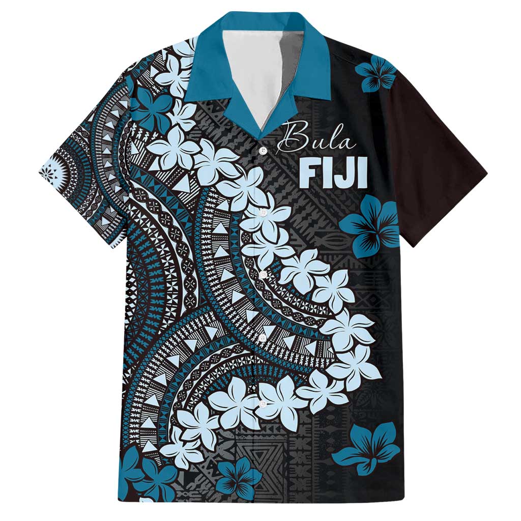 Bula Fiji Women's Day Hawaiian Shirt Indigo Masi Tapa