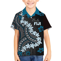 Bula Fiji Women's Day Kid Hawaiian Shirt Indigo Masi Tapa