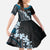 Bula Fiji Women's Day Kid Short Sleeve Dress Indigo Masi Tapa
