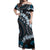 Bula Fiji Women's Day Off Shoulder Maxi Dress Indigo Masi Tapa