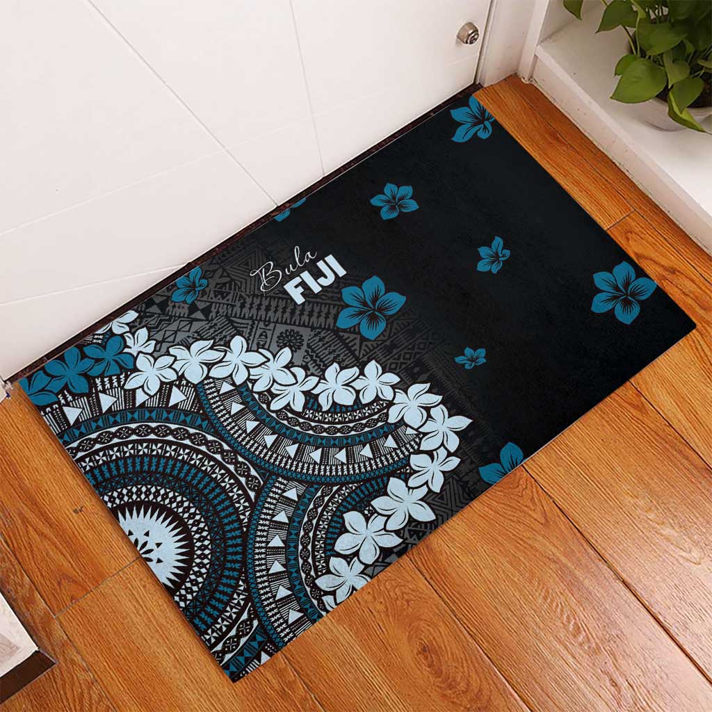 Bula Fiji Women's Day Rubber Doormat Indigo Masi Tapa