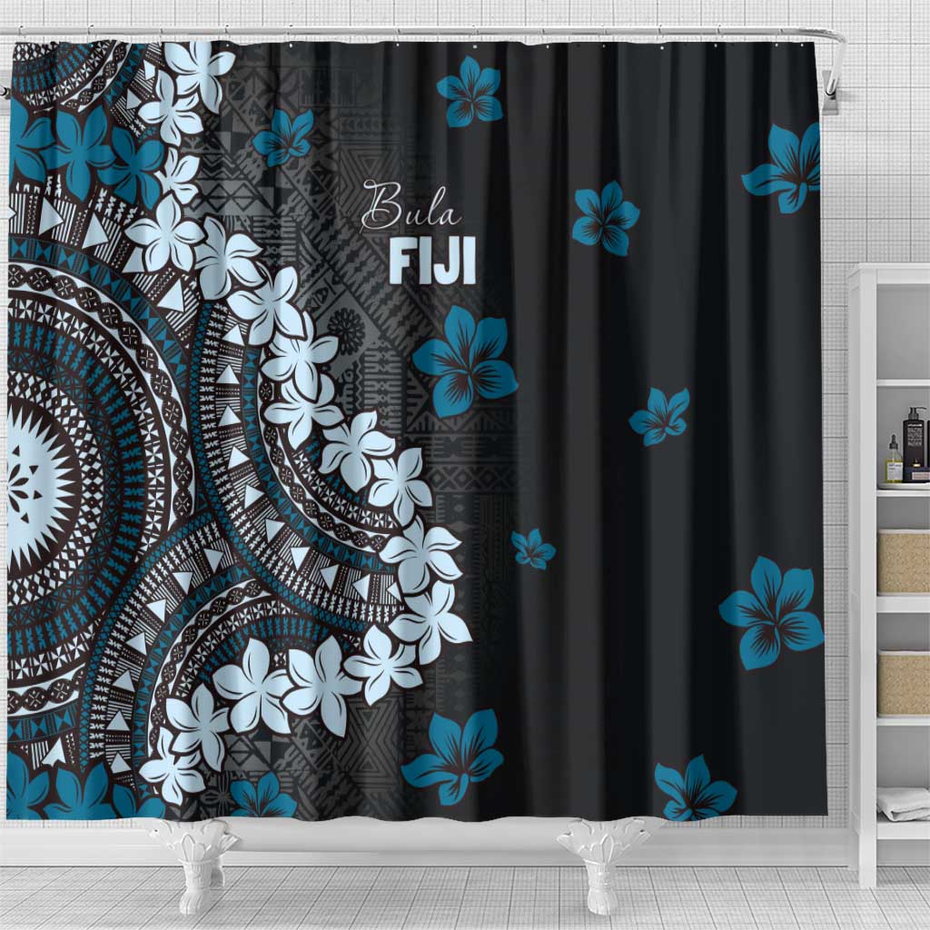 Bula Fiji Women's Day Shower Curtain Indigo Masi Tapa