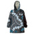 Bula Fiji Women's Day Wearable Blanket Hoodie Indigo Masi Tapa