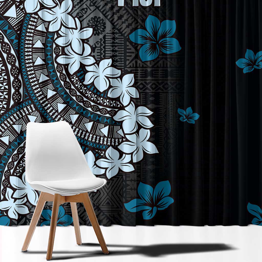 Bula Fiji Women's Day Window Curtain Indigo Masi Tapa