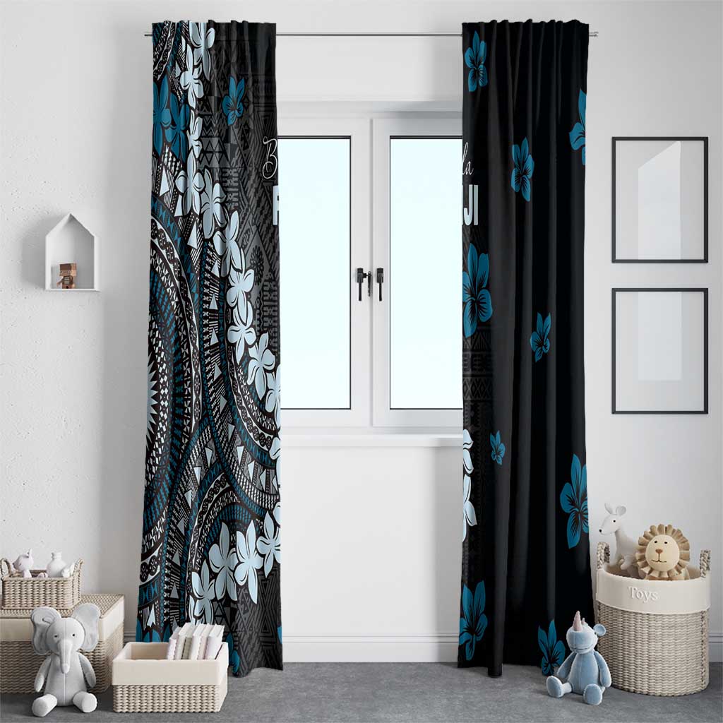 Bula Fiji Women's Day Window Curtain Indigo Masi Tapa