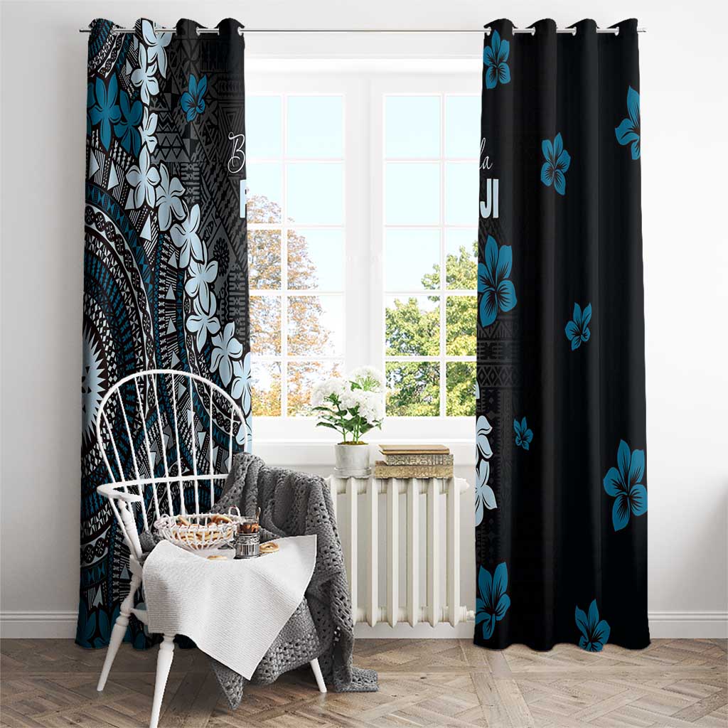 Bula Fiji Women's Day Window Curtain Indigo Masi Tapa