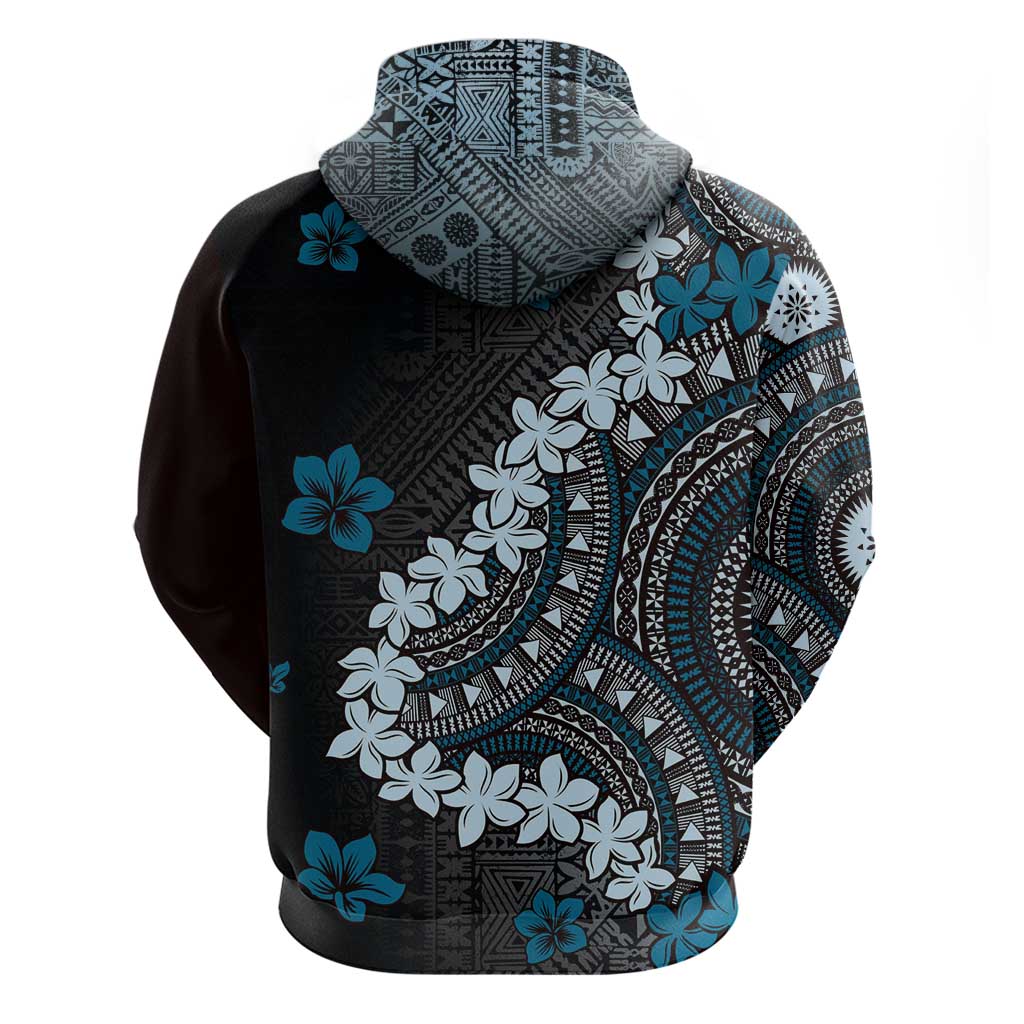 Bula Fiji Women's Day Zip Hoodie Indigo Masi Tapa