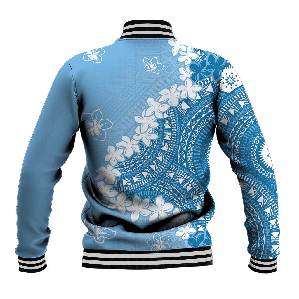 Bula Fiji Women's Day Baseball Jacket Turquoise Masi Tapa