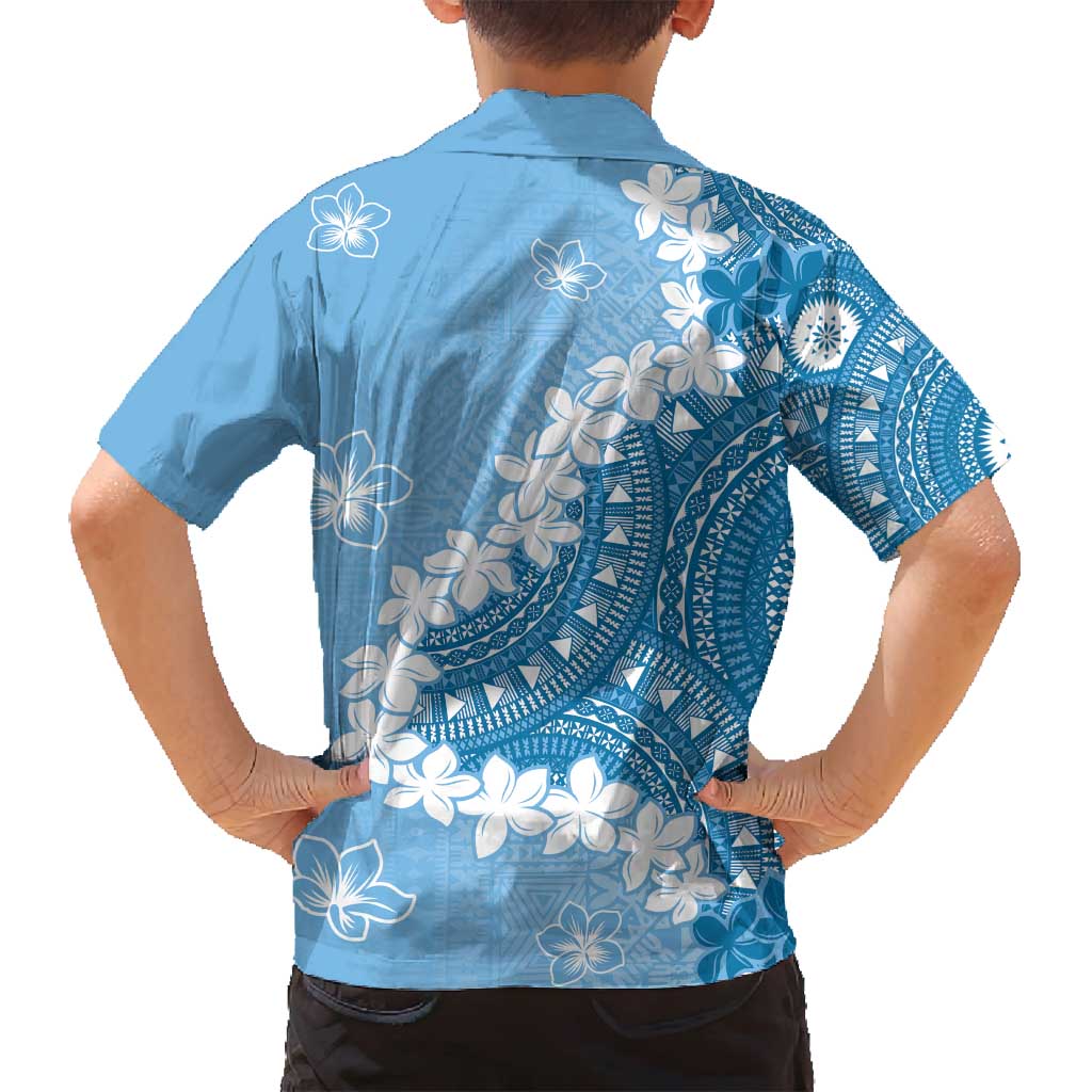 Bula Fiji Women's Day Family Matching Long Sleeve Bodycon Dress and Hawaiian Shirt Turquoise Masi Tapa