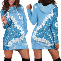 Bula Fiji Women's Day Hoodie Dress Turquoise Masi Tapa