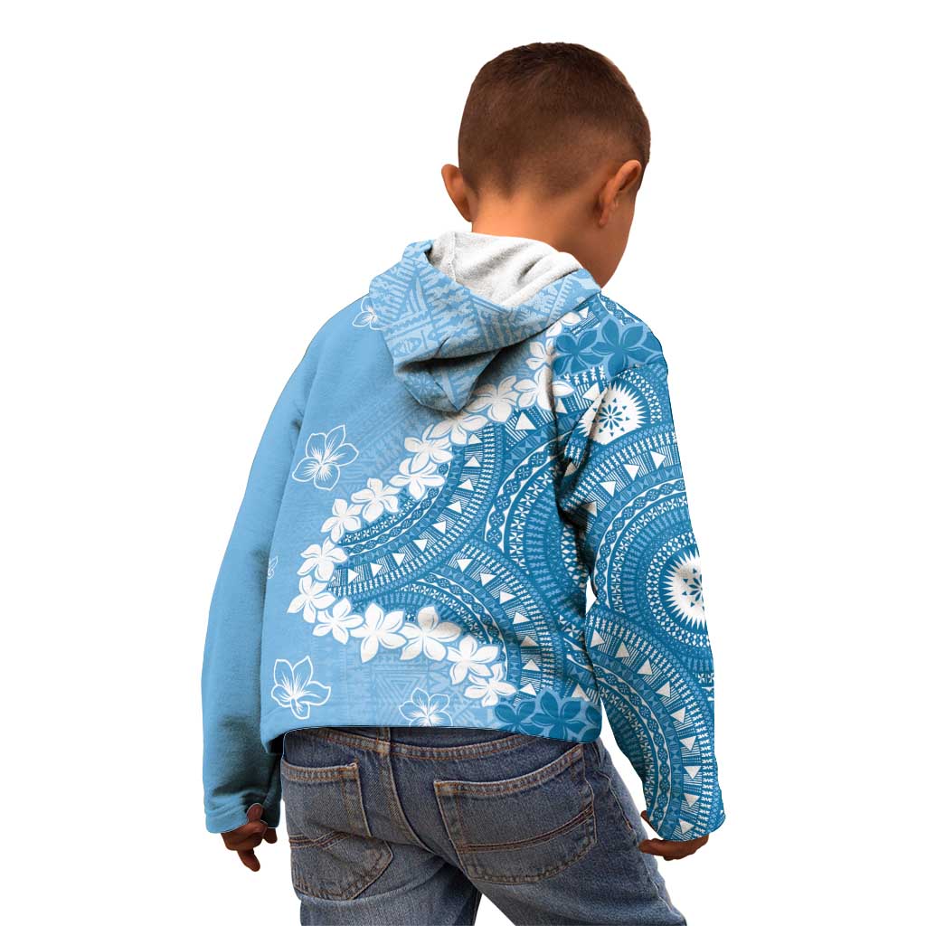 Bula Fiji Women's Day Kid Hoodie Turquoise Masi Tapa