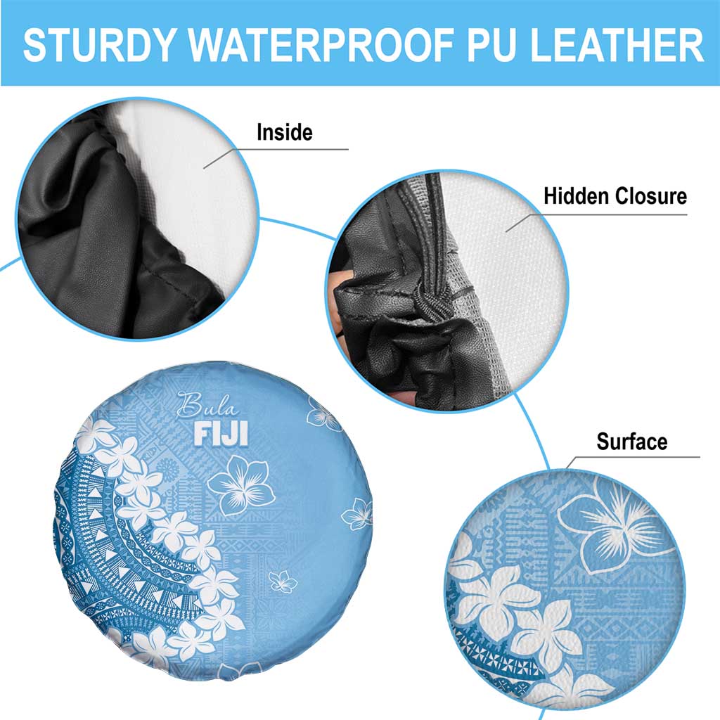 Bula Fiji Women's Day Spare Tire Cover Turquoise Masi Tapa LT7