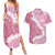Bula Fiji Women's Day Couples Matching Summer Maxi Dress and Hawaiian Shirt Pink Masi Tapa